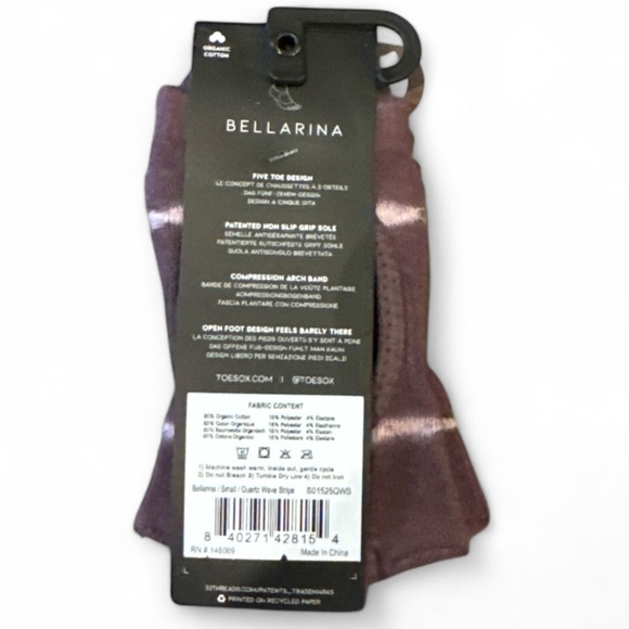 ToeSox Ballerina Half Toe Grip Socks in Quartz Wave Stipe Size Small NWT - Picture 7 of 9